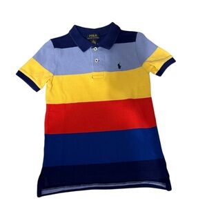 Polo by Ralph Lauren Kids Striped Polo in Blue, Yellow, and Red